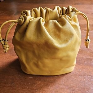ORYANY Selena Mustard Leather Bucket Bag